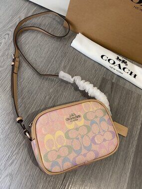 COACH Jamie Camera Bag In Pastel Rainbow Signature Canvas